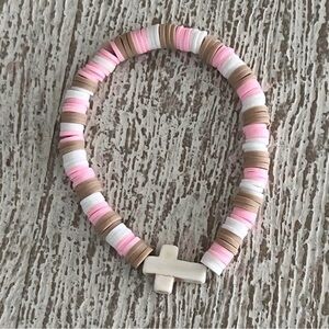 Handmade Custom Cross Bracelet Clay Bead  • Personalized Faith Bracelet✝️